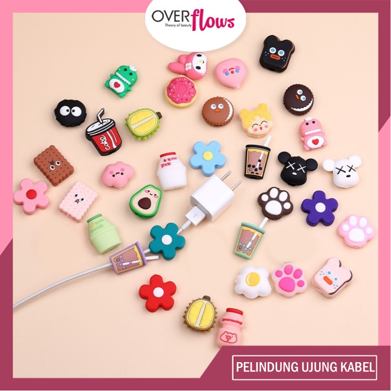 OVERFLOWS.ID [ Part 1] Cable Bite Pelindung Ujung Kabel Cable Casing Protector Tsum Tsum Kartun Lucu