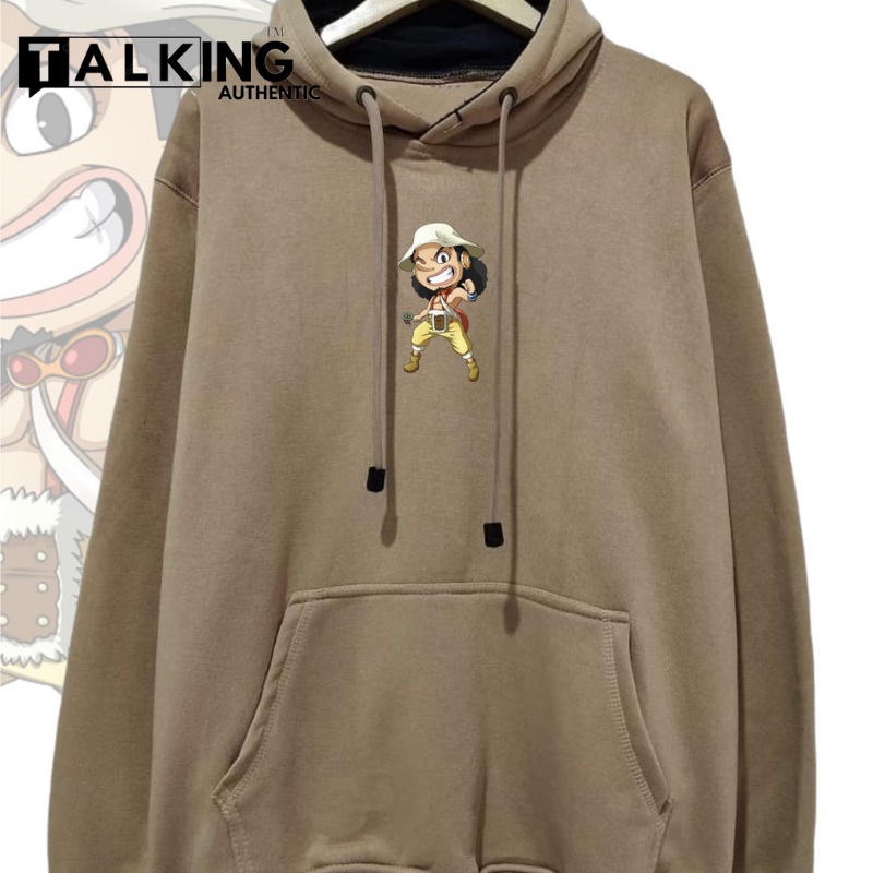 SWEATER HOODIE DISTRO KOREAN STYLE  KACHIOS PREMIUM COTOON FLECE TEBAL ORIGINAL TALKING AUTHENTIC LOGO ONE PIECE PICT USOP SWEATER SWEATSHIRT PRIA/SWEATER WANITA/MOCCA SIZE JUMBO