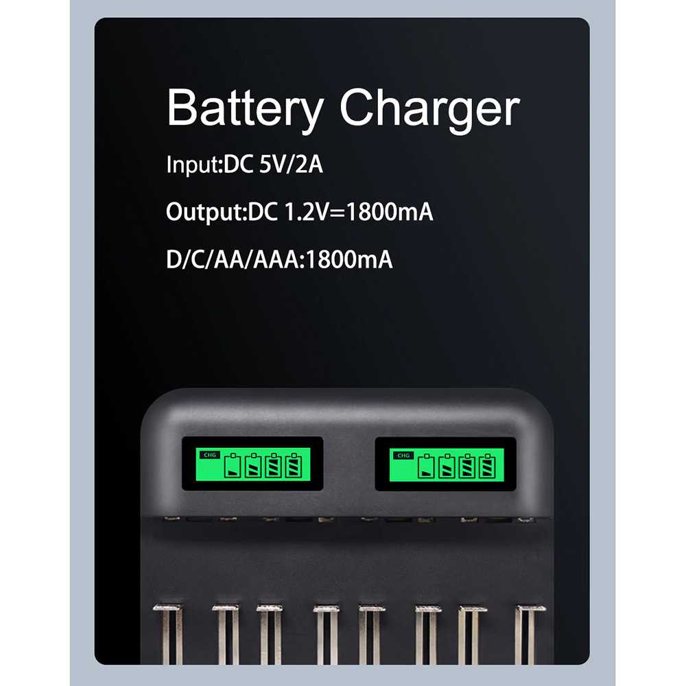 PALO Charger Baterai 8 Slot Dual LCD for AA AAA SC C D - NC556