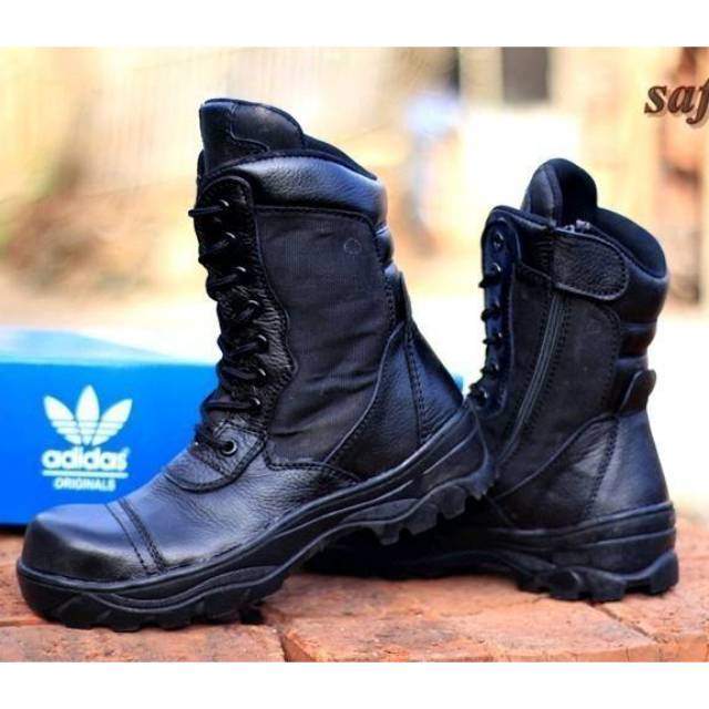 TS Sepatu PDL Polri TNI Kulit Asli Import Adidas Close Safety Pria Kerja Cowok Murah Grade Original