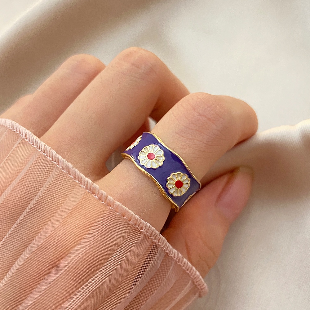 Korean Rings Daisy Inlaid Ring Jewelry Accessories Fashion Open Finger Ring Alloy Women Accessories   Party Beautiful