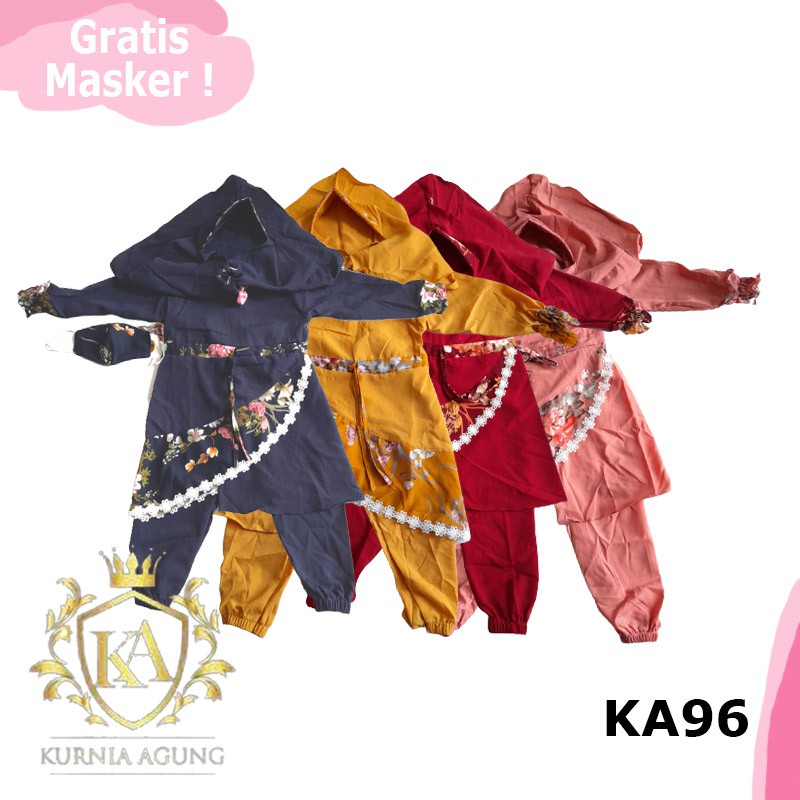 Setelan Baju Muslim Anak Perempuan 2 3 Tahun Gamis Muslimah Perempuan Mewah Dress Anak Bahan Setelan Celana dan Baju Anak Cewek Bahan Rayon Adem KA96