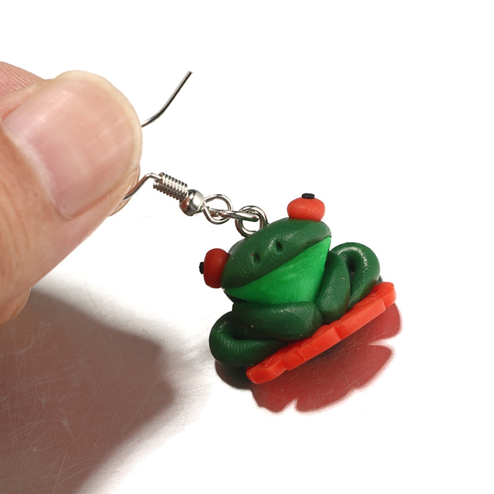 Hu Hu Hu Hu Hu Alat Bantu Pasang Kacamata♡ Anting Kait Gantung Wanita Bahan Polymer Clay Desain Hewan Kartun 3D Untuk Hadiah