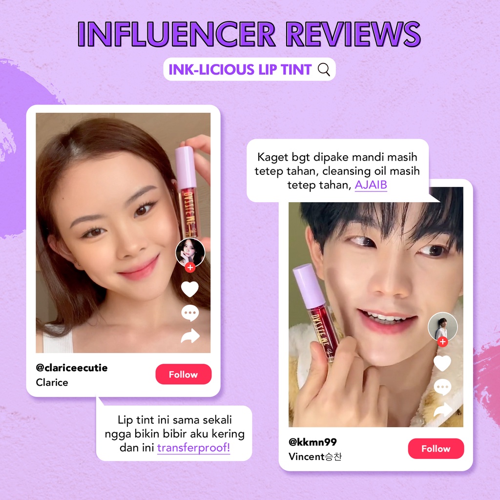 [SIAP KIRIM DAN BPOM] DAZZLE ME Ink-Licious Lip Tint Dazzle Me Lip Tint BPOM | Mattedorable Long Lasting Liptint Hyper Moisturizing Lip Stain Velvet Lip Cream Dazzle Me Liptint Dazzle Me