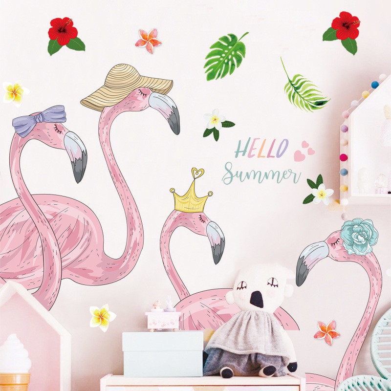 Reliza Wall Sticker Flamingo Hello Summer Bird Stiker Dinding LDR