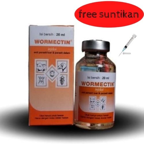 WORMECTIN 20 ML - Obat Scabies Gudik Jamur untuk Kelinci Kucing Anjing ( Gratis Suntik 1ml )