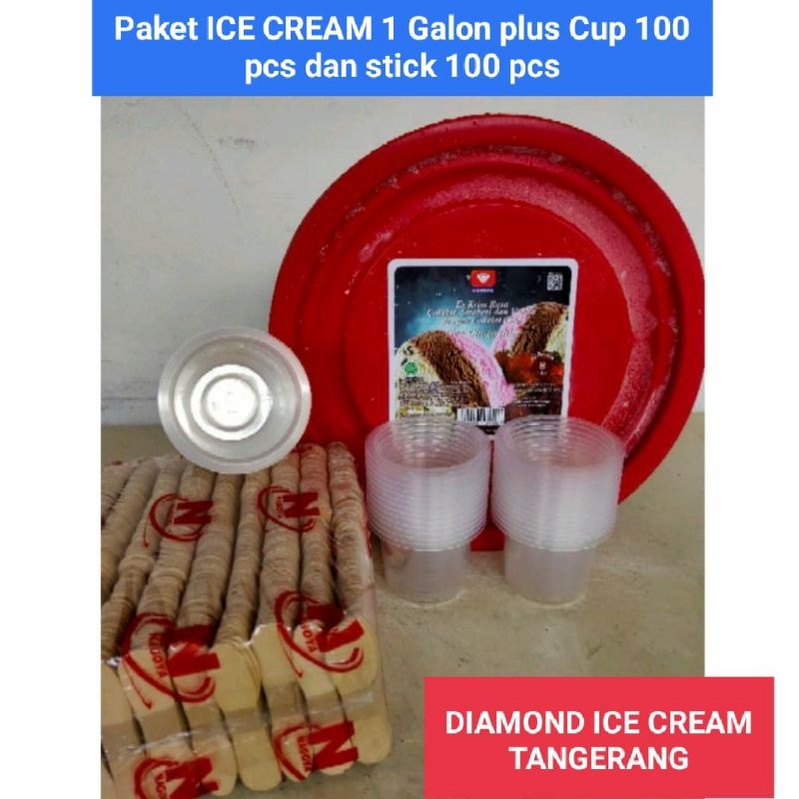 

ICE CREAM DIAMOND 3 RASA PAKETAN 100 CUP &100 SENDOK STICK