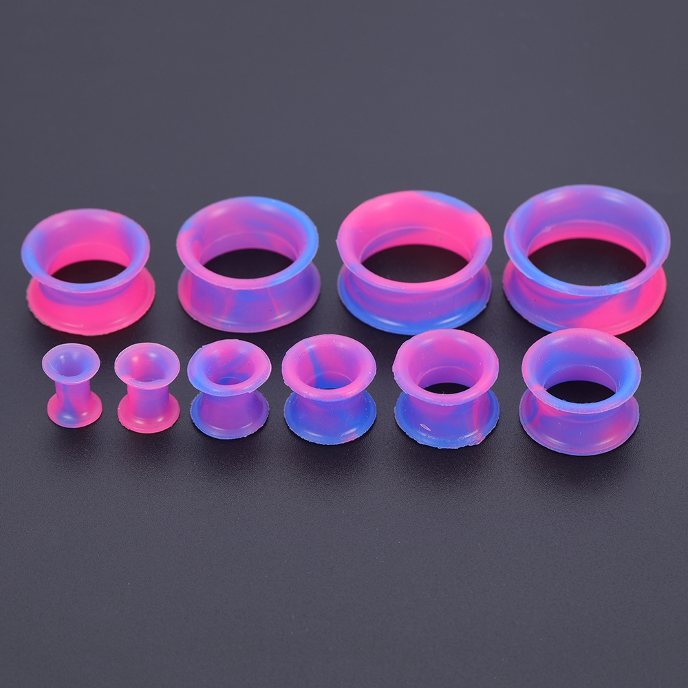 10 Pairs Body Piercings Silicone Plugs Multicolor Ear Gauges Ear Tunnel Set Flexible Ear Expander Flesh Ear Stretcher