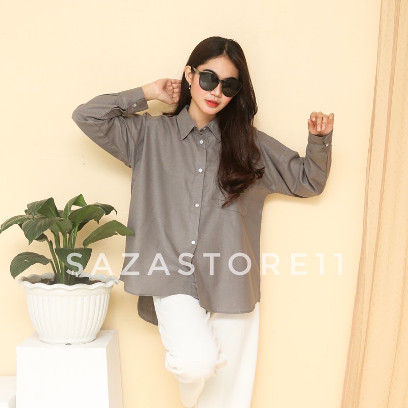 Olivia Shirt Kemeja wanita oversize linen