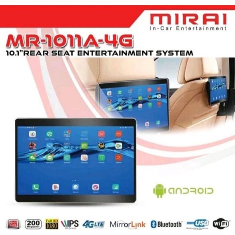 head rest mirai 1011A/ headrest android clip on 10inch mobil universal