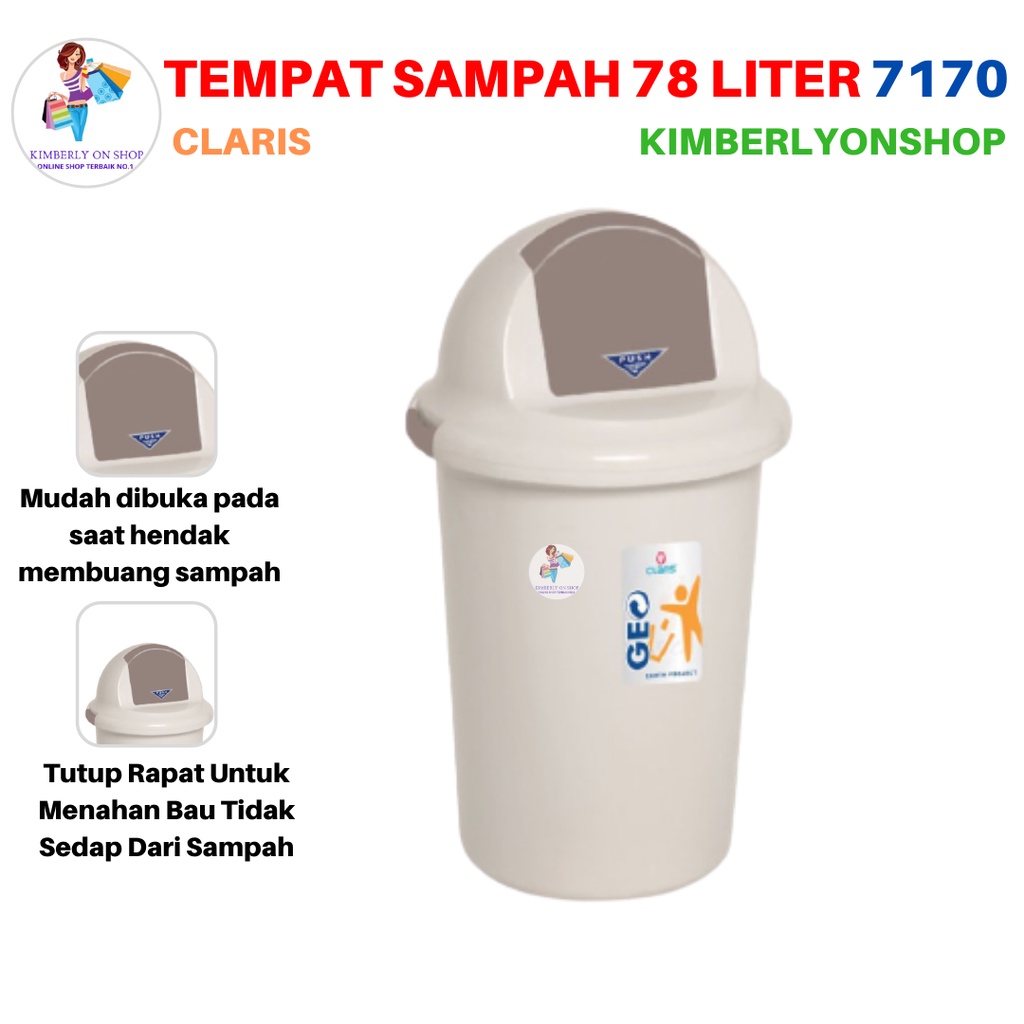 Tempat Sampah Geo 78 Liter Tutup Goyang Bulat 7170 Claris