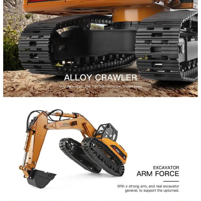 New Wl 16800 Truck Excavator Rc 23 Channel 1/16 2.4G Metal Lampu Led Smoke