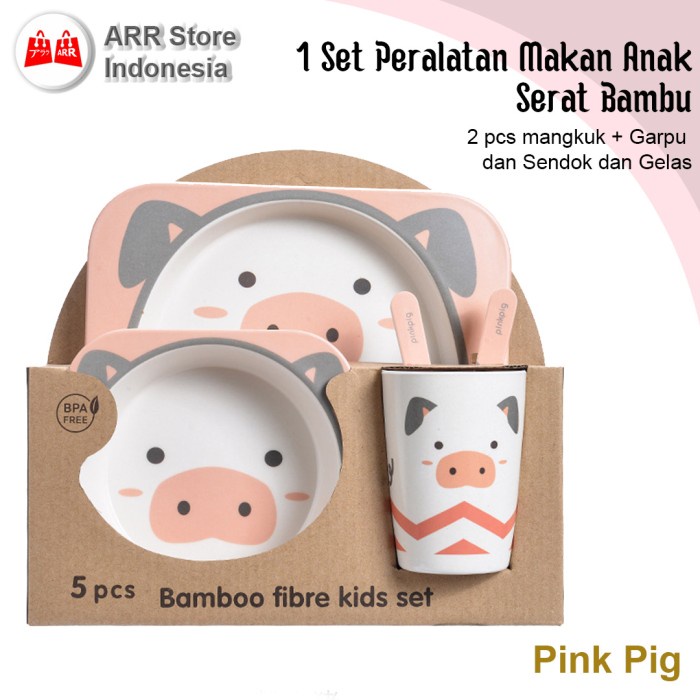 Tempat Makan Bayi Gift Babiesfirst Bamboo Feeding Set Tempat Alat Makan Anak Bayi Pig