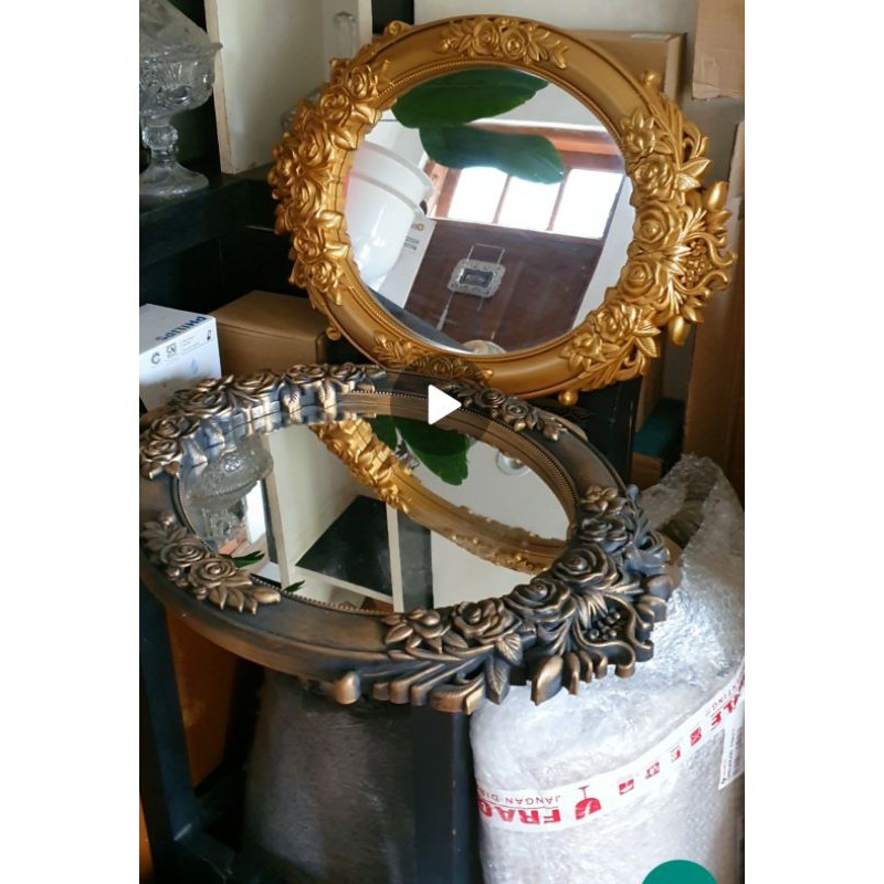 cermin vintage gold and perunggu