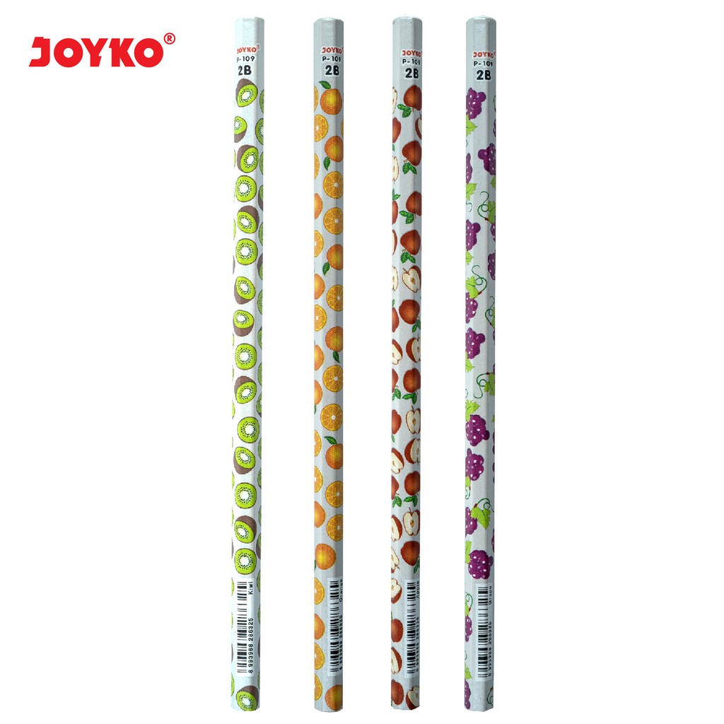 Pensil Joyko Fruity P-109 2B Pencil Kayu Anak Serut Rautan fruit buah anggur apel kiwi