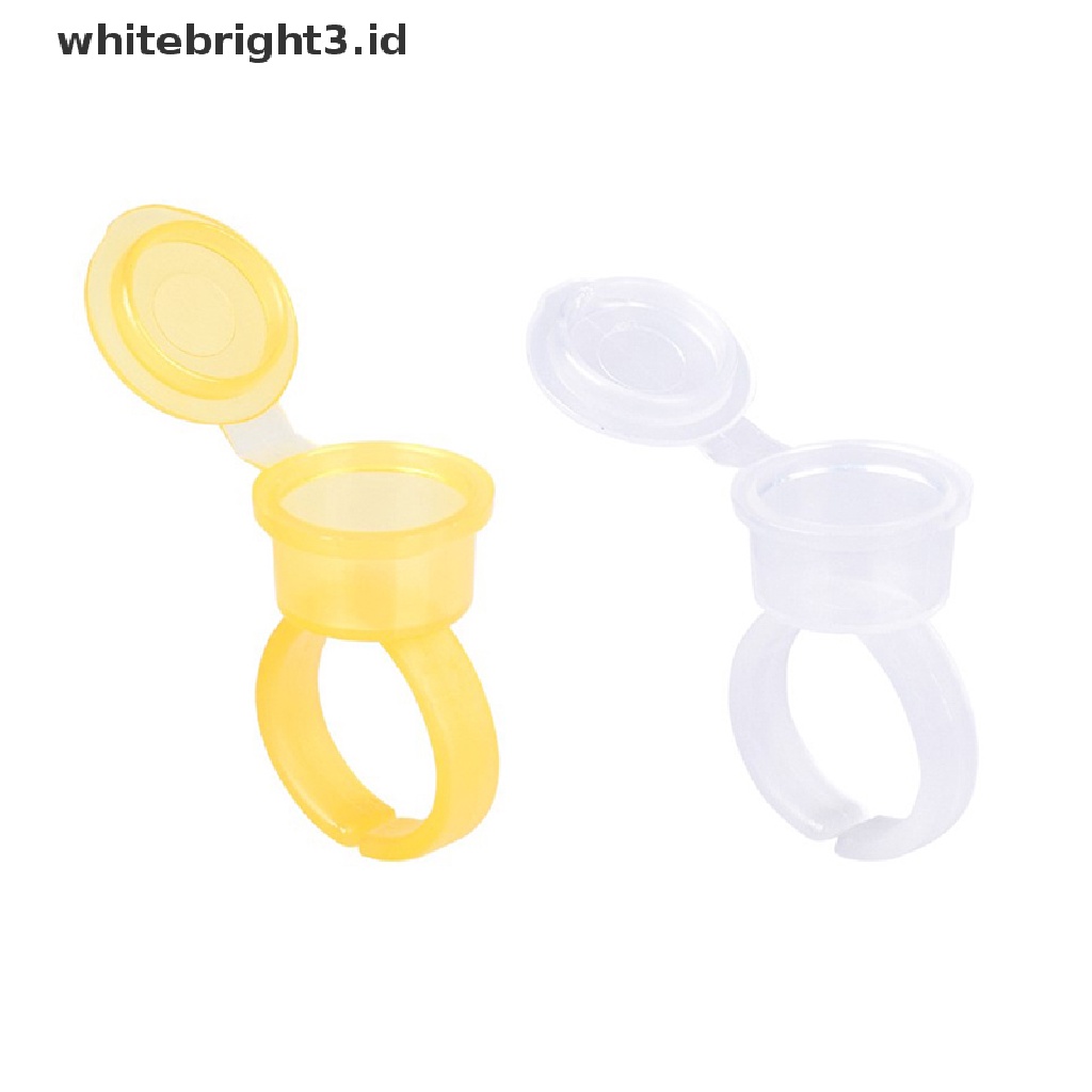 (whitebright3.id) 50pcs / Set Cincin Cup Tinta Tattoo Permanen Sekali Pakai Dengan Tutup