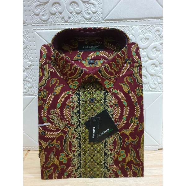 Kemeja Batik Alisan Slimfit / Reguler Tangan Pendek size 16