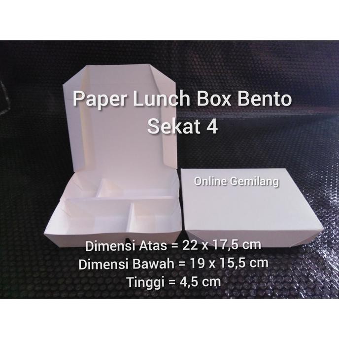 Paper Lunch Box Bento Sekat 4 / Paper Lunch Box Partisi ( 100 pcs )