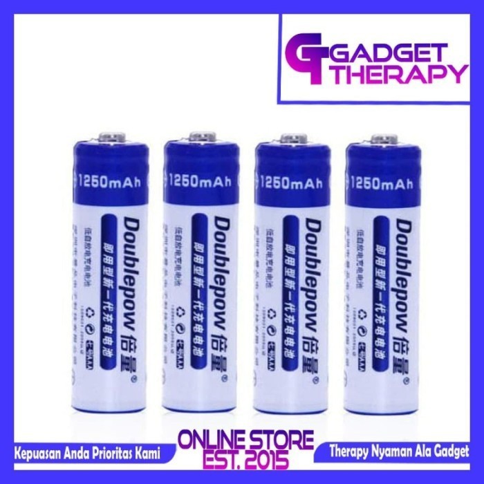 GOOD DOUBLEPOW Paket 2 Baterai AAA 1250mAh Cas Rechargeable