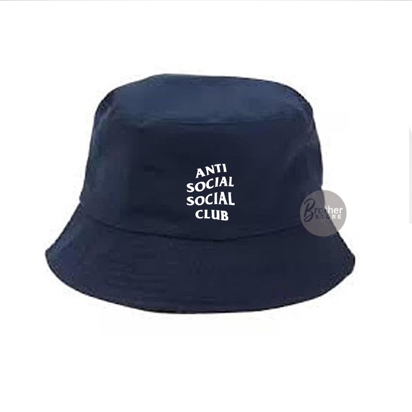 Topi Bucket - Topi Gunung - Logo Anti Social Club Text White