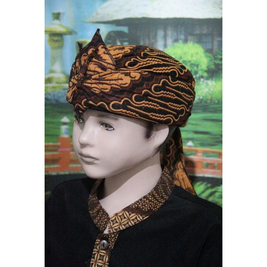 blangkon sunda jawa batik tradisional anak dewasa atas tutup (coklat)