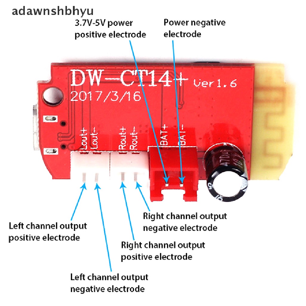 Adawnshbhyu 5W+5W CT14 micro 4.2 Modul Penguat Daya bluetooth stereo Dengan port charging