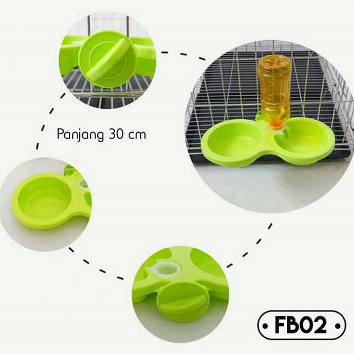 Tempat makan kelinci kucing anjing cavy / double food bowl