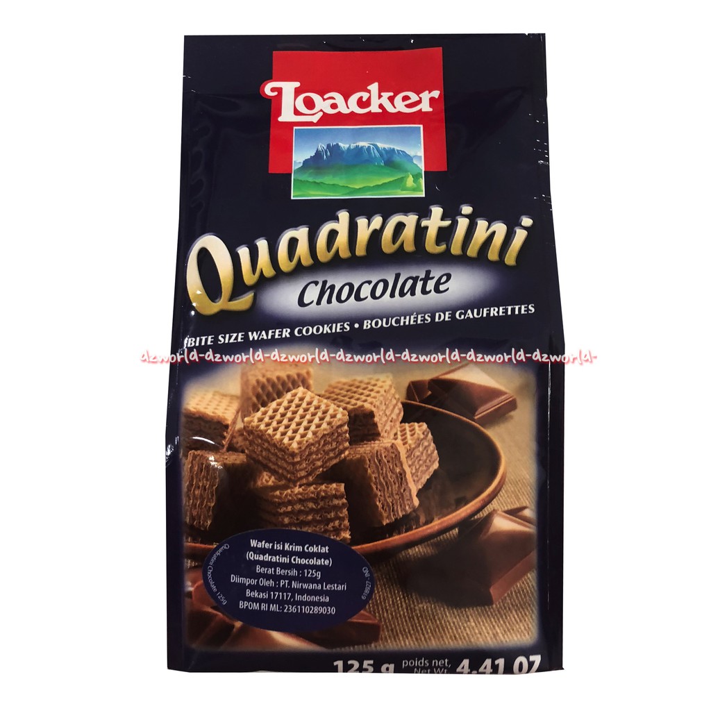 Loacker Quadratini Chocolate Wafer Cookies Rasa Coklat 125gr Biskuit