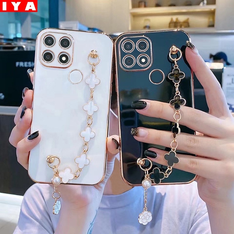 Casing Realme C35 C21Y C25Y C31 Realme8i 8 Pro C15 C12 C25 Narzo30A C25S 5i 6i 9i C3 C2 XT Motif Daun Clover