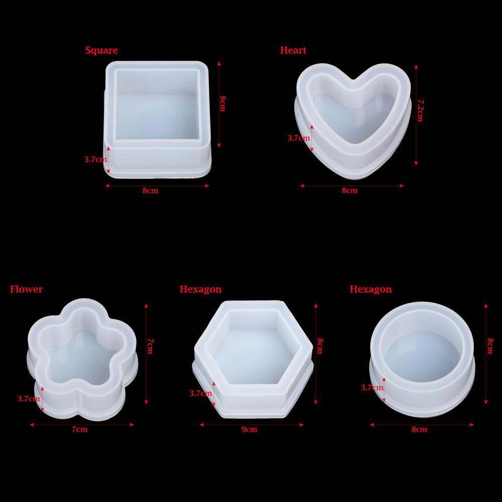 Preva Kotak Penyimpanan Cetakan DIY Persegi Hexagon Bulat Buatan Tangan Alat Bentuk Bunga Hati Lem Kristal