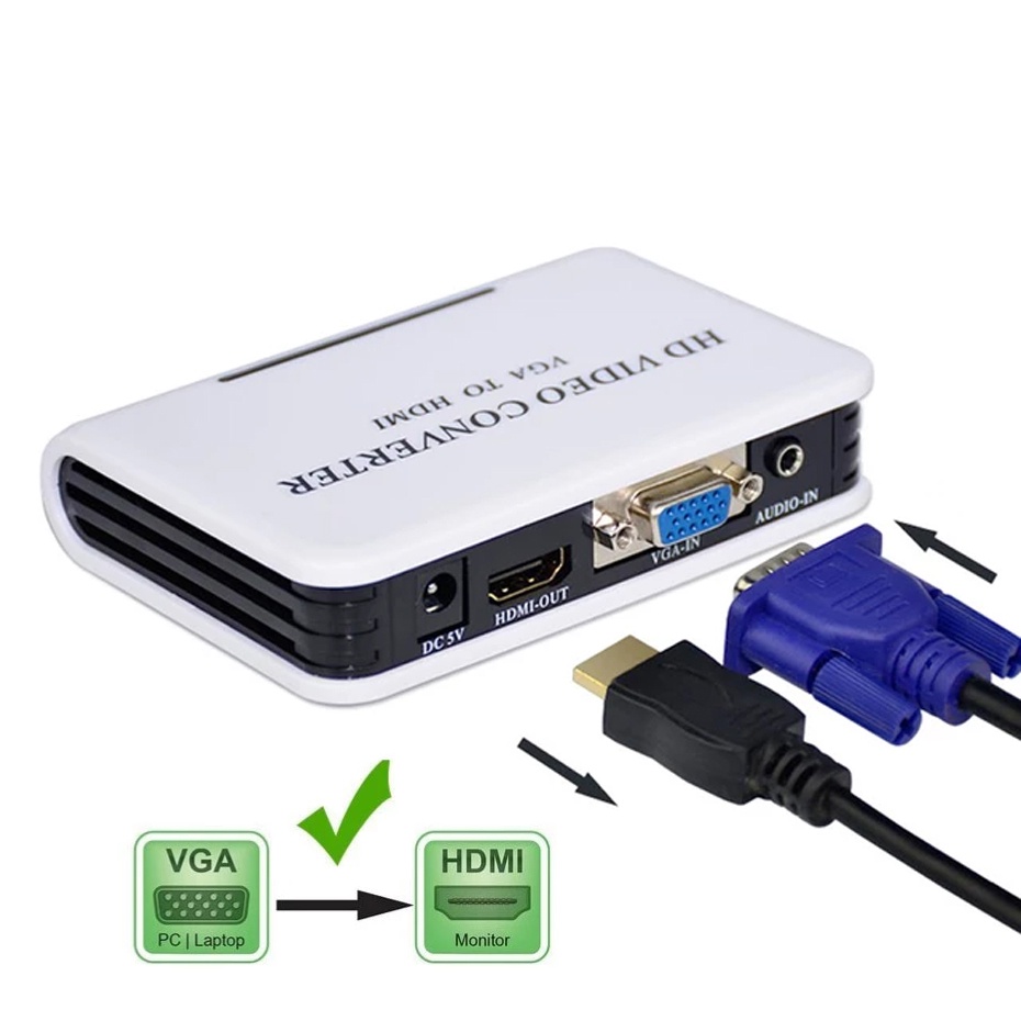 VGA to HDMI Out Converter HD 1080p + Adapter NETLINE VH001