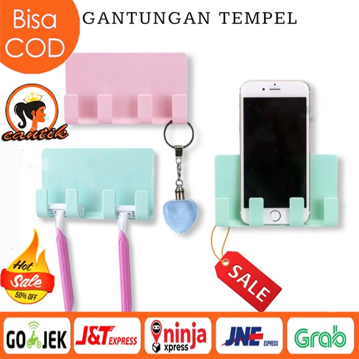 GANTUNGAN TEMPEL DINDING 4 KAIT / GANTUNGAN BAJU / GANTUNGAN KAMAR MANDI DAPUR/ RAK CHARGER HP TEMPEL HOOK AJAIB / GANTUNGAN COLOKAN