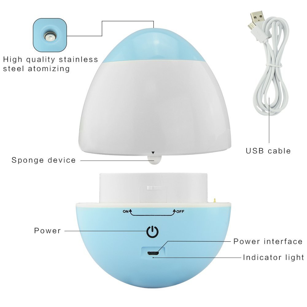 USB Portable Egg Shape Tumbler Ultrasonic Cool Mist Humidifier 150ml USB Mini Air Purifier