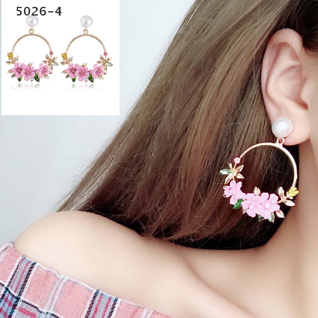 5026-4 Women Charm Flower Drop Dangle Earrings Jewelry Ear Studs Wedding Jewelry Gift 5026-4