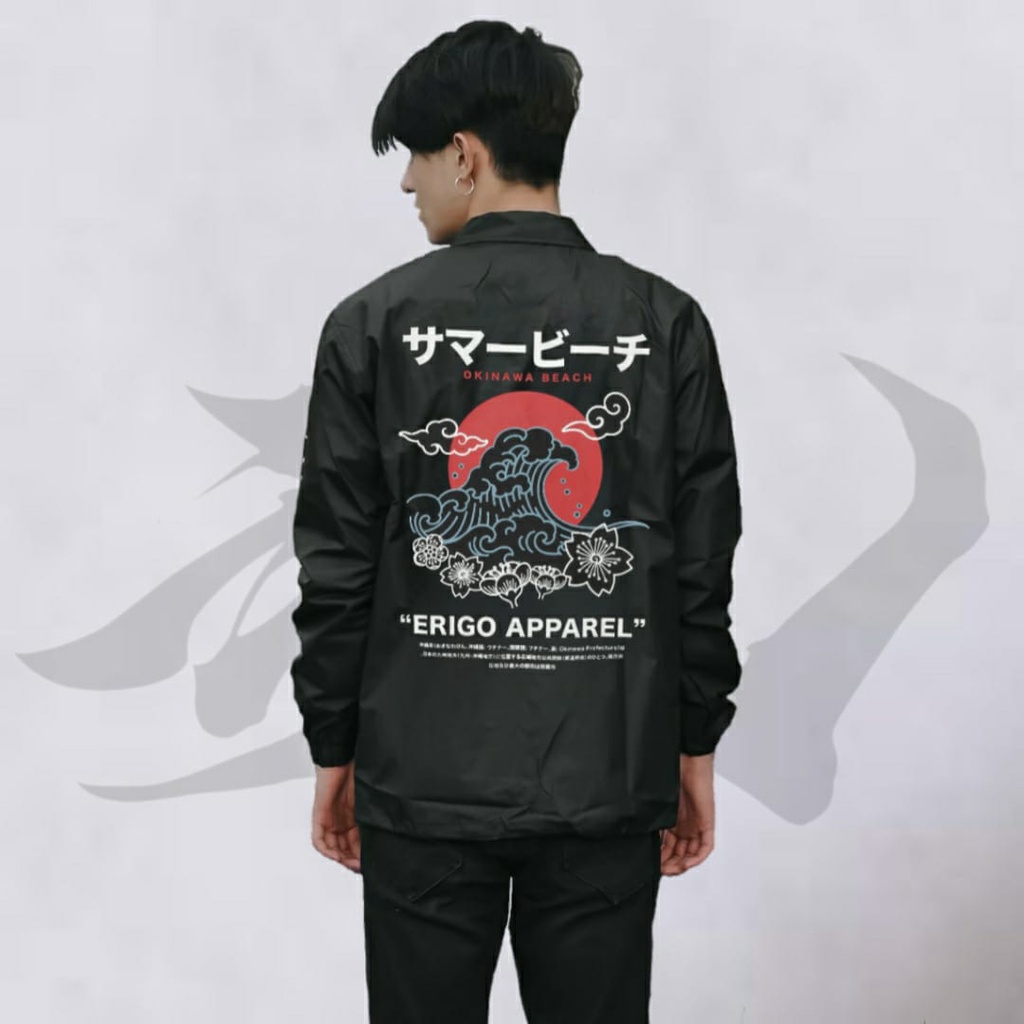 (COD) JAKET COACH PRIA DISTRO MURAH HITAM FULL PRINT JAPAN IMPORT TEBAL ORIGINAL TERBARU KEREN erigo