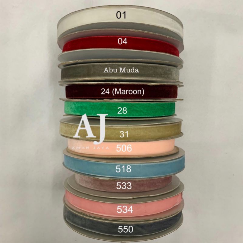 

Pita Beludru Velvet 1/2 Inch / 1,25 cm