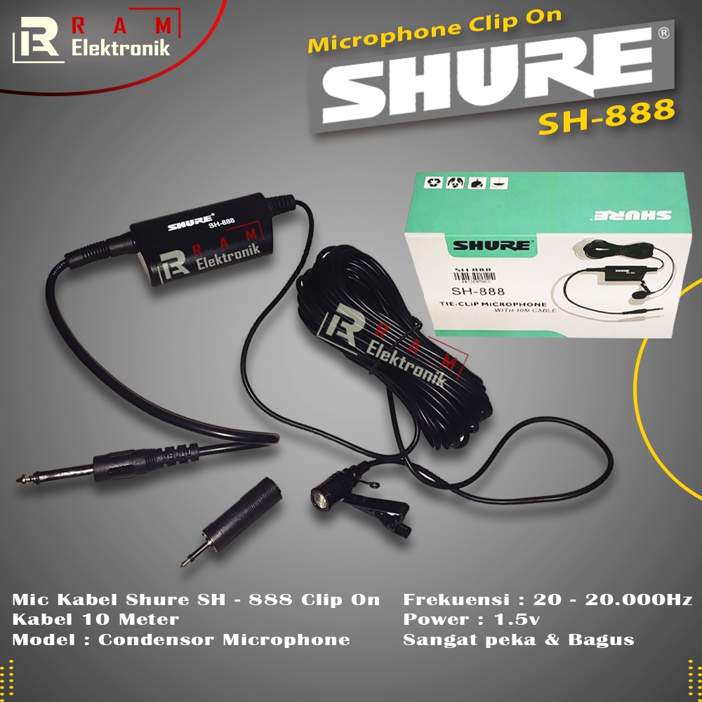 Jual Mic Mirophone Mick Jepit Clip On Shure Sh Sh Panjang