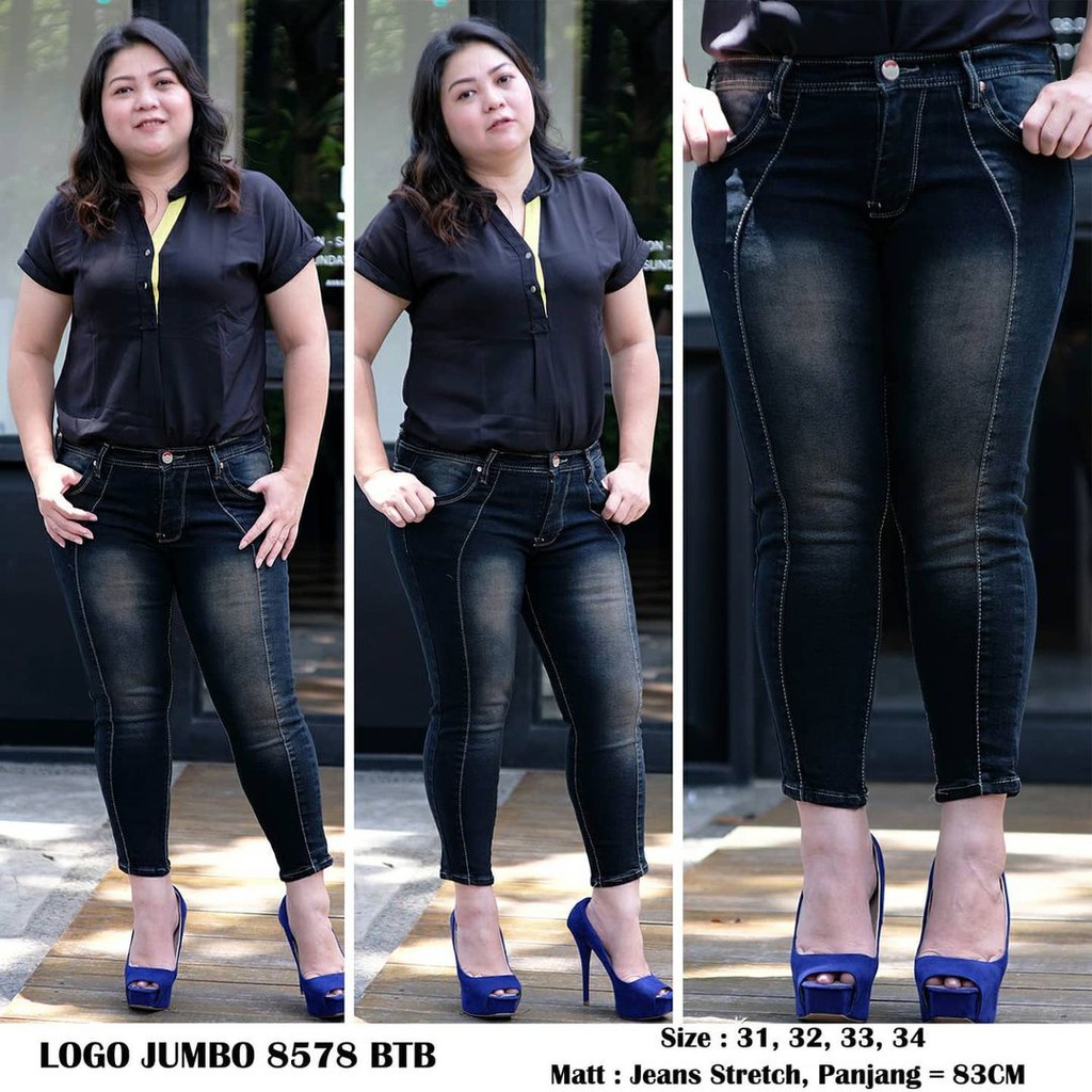 SERENA JUMBO SIZE 35-38 FRONT LINE CELANA JEANS 7/9 WANITA TULANG