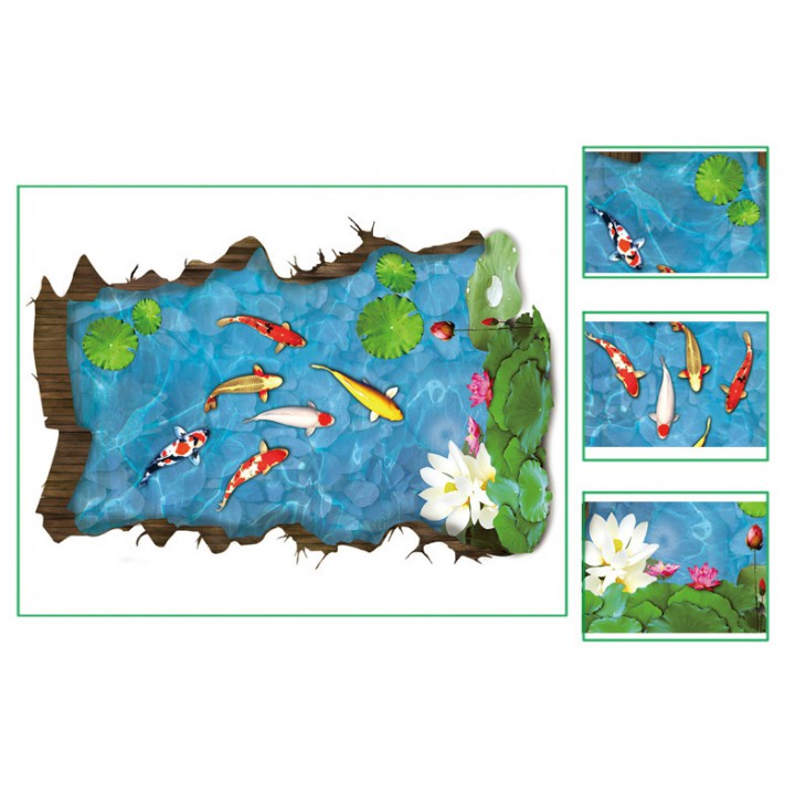 3D Wallpaper Sticker Dinding 90 x 60cm - WPP003 - Ikan Koi