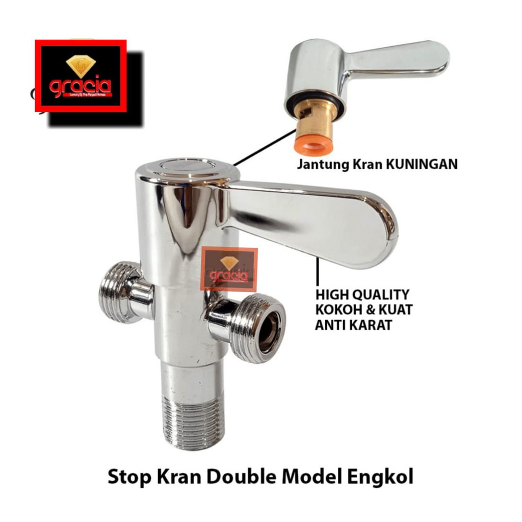 Stop Kran Cabang Kran T Shower Closet Jet Closet Terlaris Staninless Drad Pipa 1/2&quot;