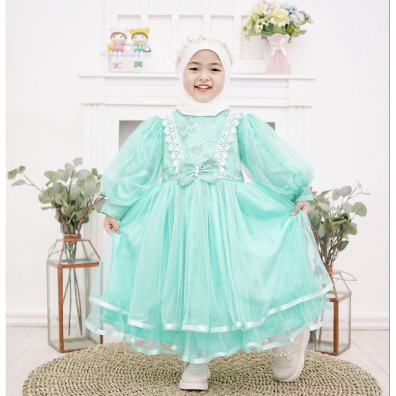 Baju Lebaran Anak ah gaun pesta mewah New produk gamis anak perempuan stelan gaun syari viral syar'i