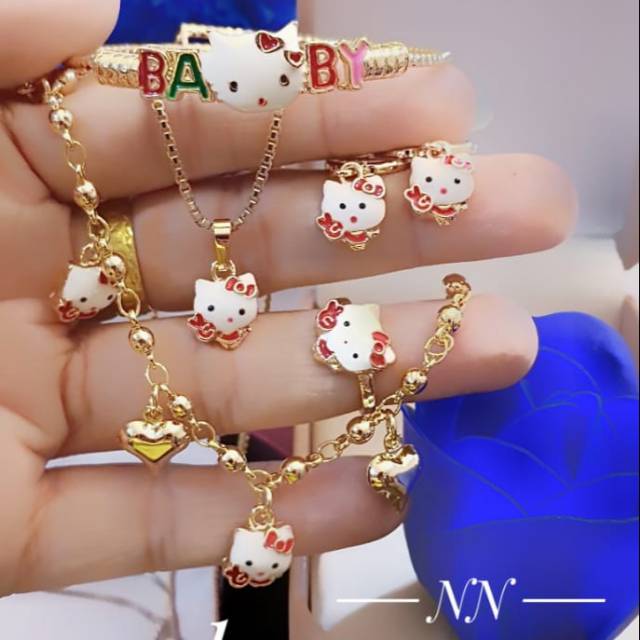 Xuping set perhiasan anak lapis emas 24k