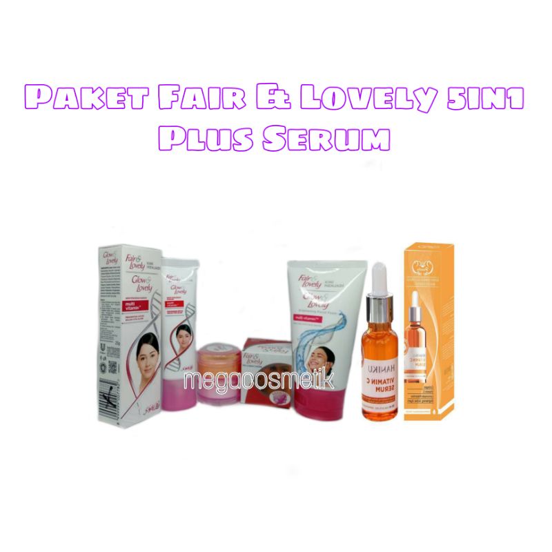 PAKET LENGKAP FAIR &amp; LOVELY 5in1 - FACIAL FOAM + CREAM DAY &amp; NIGHT + PELEMBAB PLUS SERUM