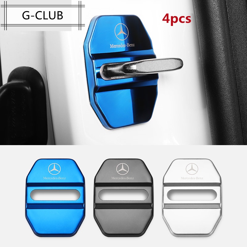 G-club 4pcs / set Stiker Pelindung Kunci Pintu Mobil anti Karat Bahan stainless steel Untuk Benz