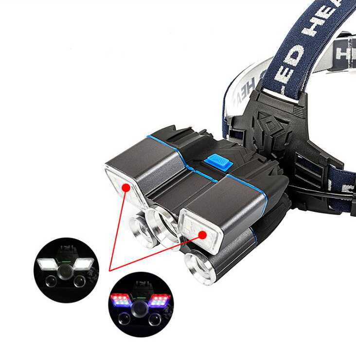 IDN TOOLS - Albinaly Senter Kepala Headlamp Cree XM-L2+2XPE+Red Blue LED - TG-007