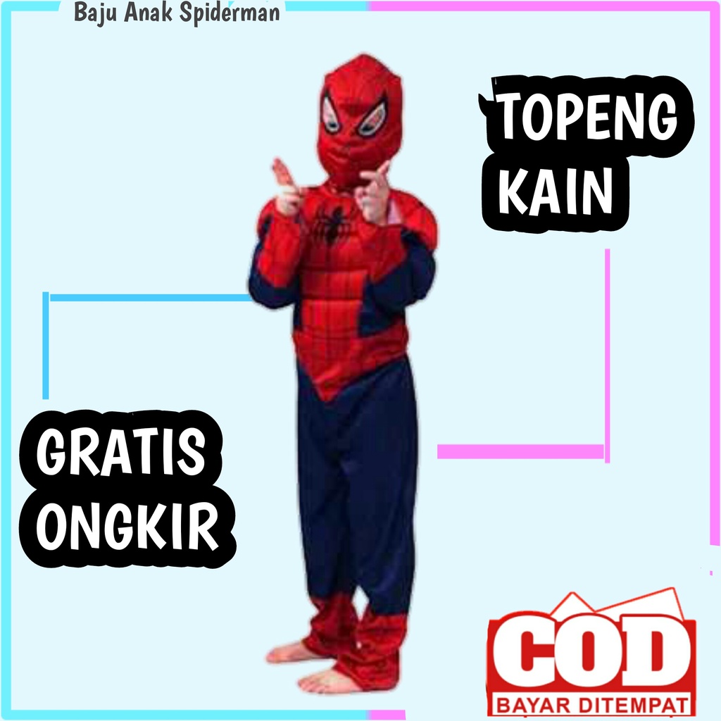 BISA COD/BAYAR DI TEMPAT | baju spiderman anak umur 1 - 11 tahun | kostum spiderman | kostum spiderman anak | baju spiderman anak dan topeng | baju anak laki laki | baju spiderman | baju spiderman anak laki laki | spiderman kostum | KE250