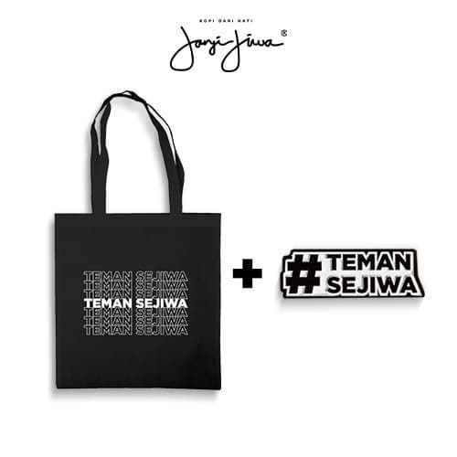 Totebag Teman Sejiwa - Hitam + Enamel Pin Teman Sejiwa