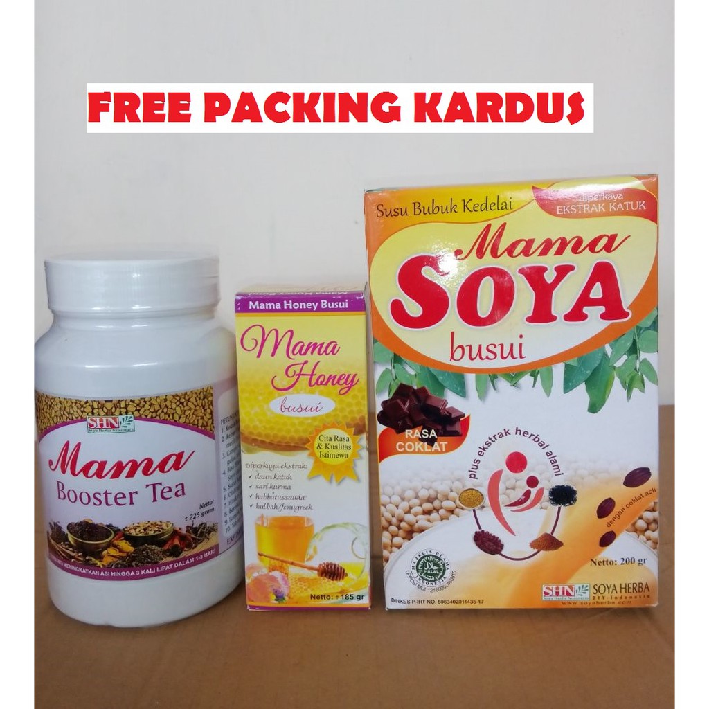 Paket hemat dan komplit mama booster tea, mama soya, mama honey