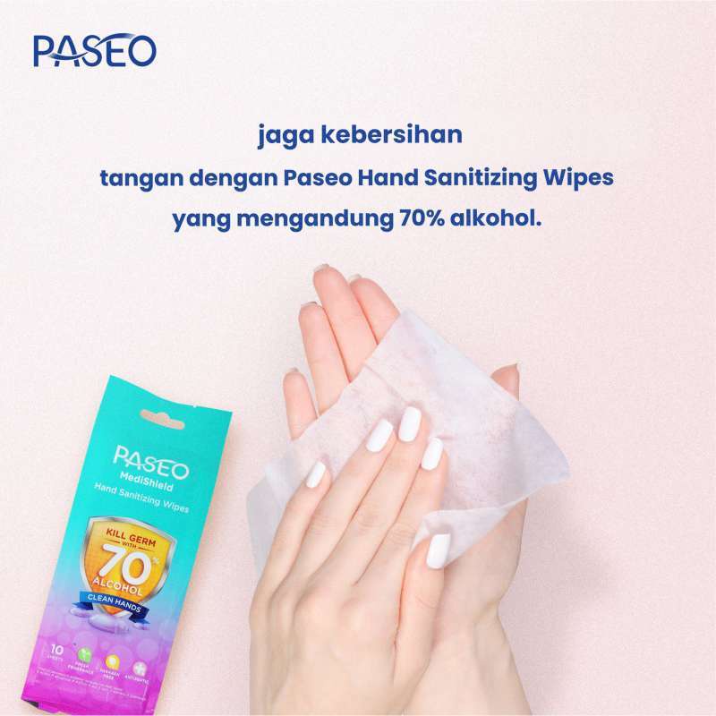 COD Paseo Medishield Hand Sanitizing Wipes 10 Sachet / Paseo Wipes / Tisu Paseo / Paseo Hand Sanitiz