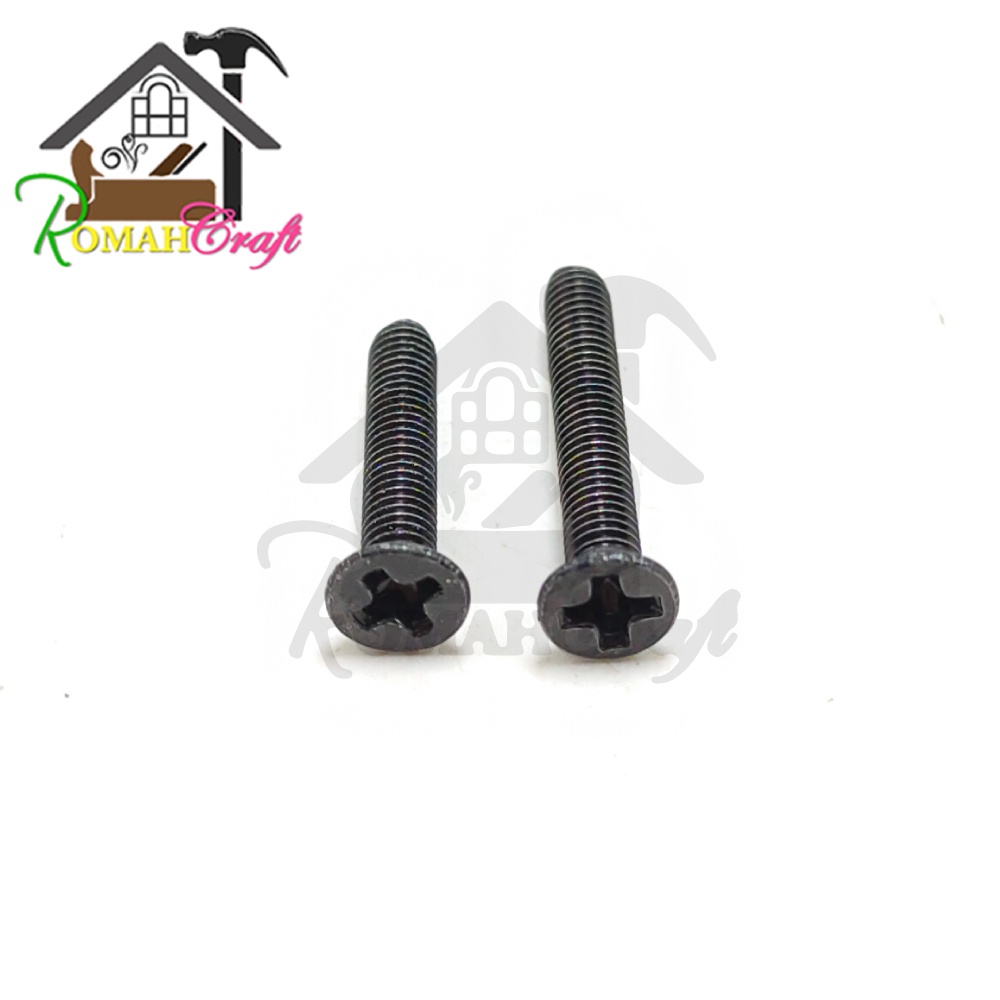 IMP.AI Baut kepala 3 panjang 16 - 20 mm skrup baut mini screw hitam doff ( 10 pcs )
